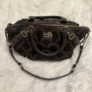 Coach 15935 Madison Sophia OP Art Dot Brown Convertible Satchel Shoulder Bag